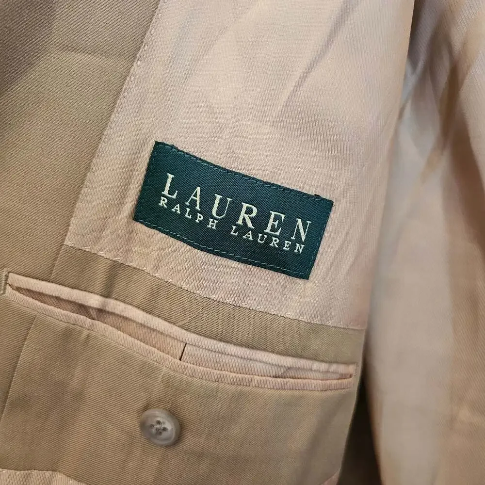 Lauren Ralph Lauren 44L Tan 100% Wool Sport Coat Blazer 2 Button Classic Fit Men